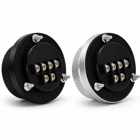 Rear views of MPG handwheels showing mounting posts and six-terminal versions